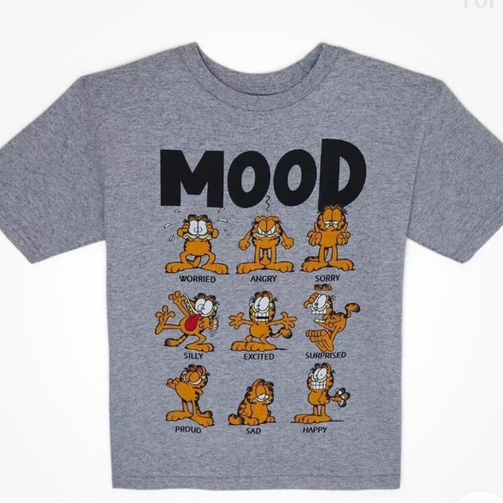 Orange and White Short Sleeve Tee with Garfield Graphic